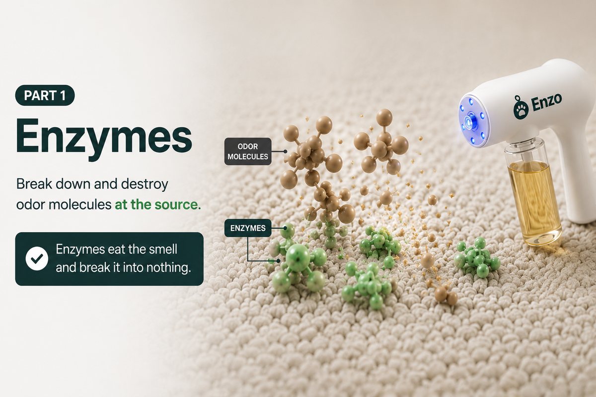 The enzymes eat the smell